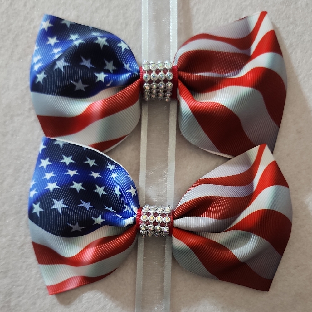 Patriotic Red, White, and Blue Hair Bows